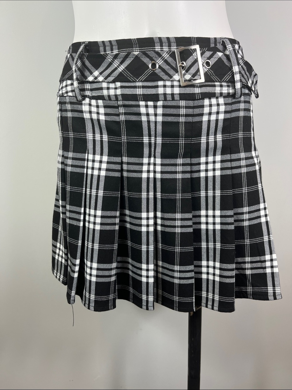 Black & White Plaid Mini Skirt